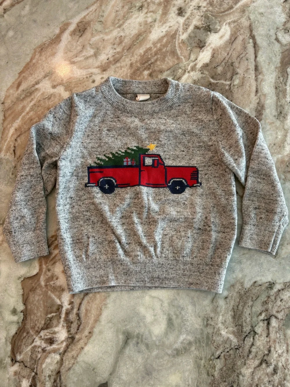 Gap Kids Holiday Christmas Truck Sweater Gray 2 Toddler Crewneck
